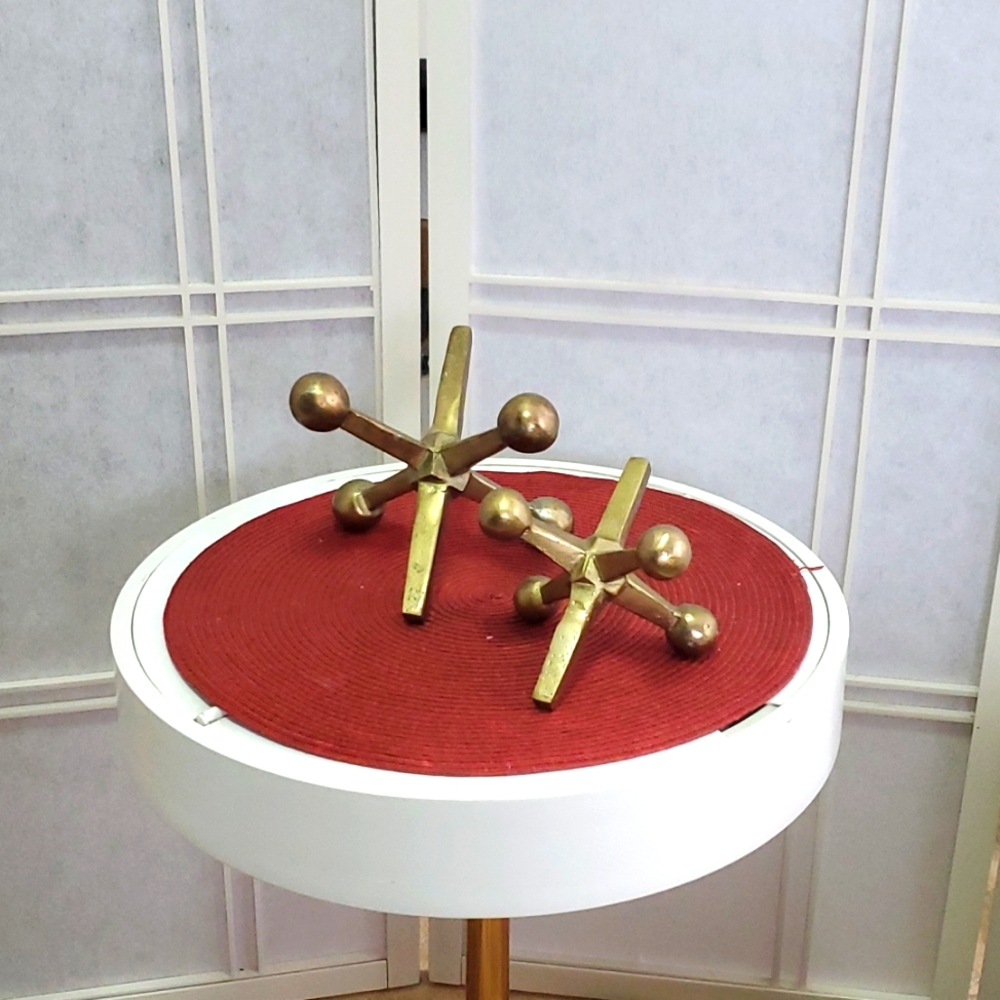 Modern Aluminum Gold Geometric Sculpture Set Jacks